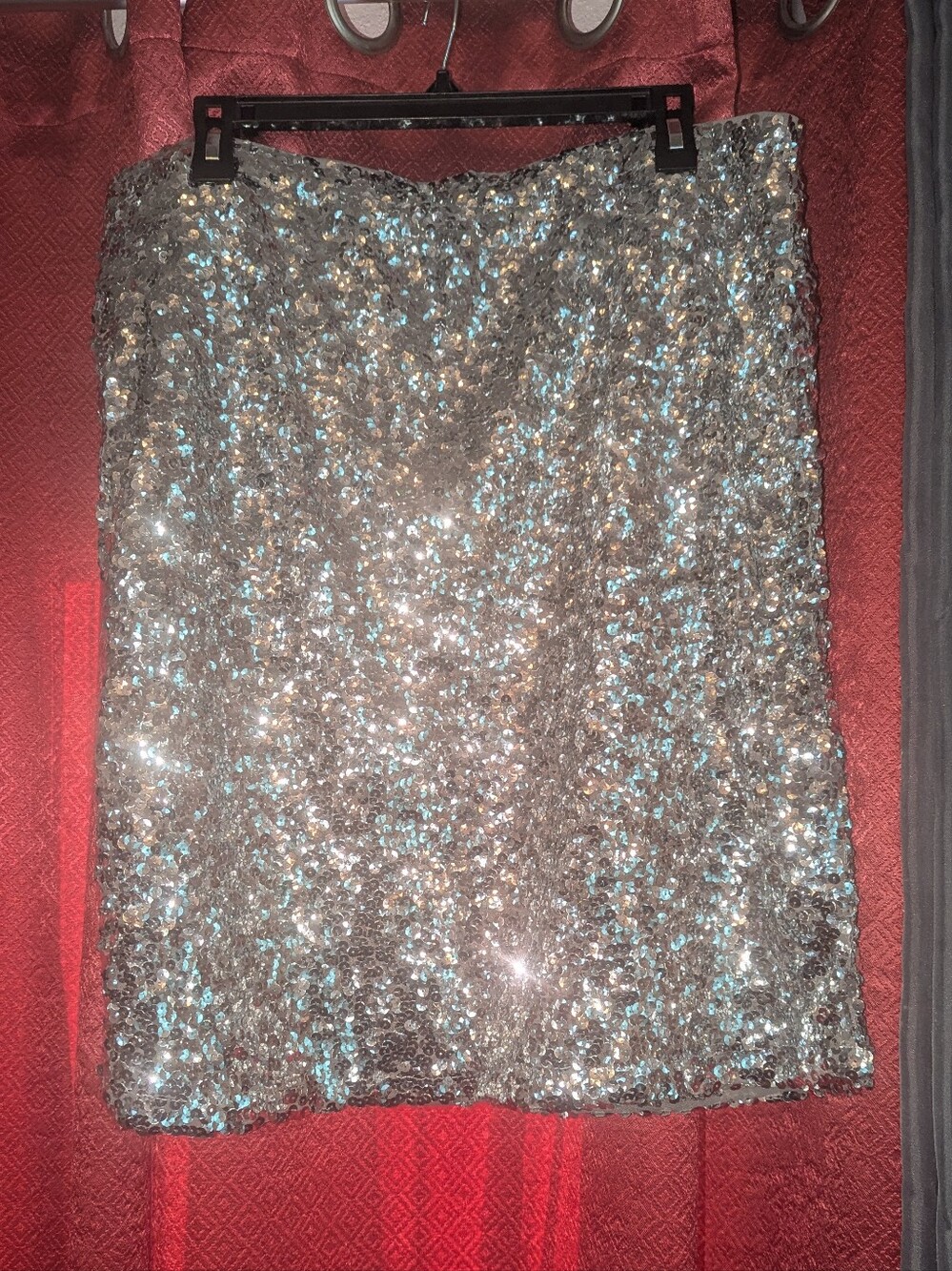 Jovani Silver Sequin Mini Skirt
